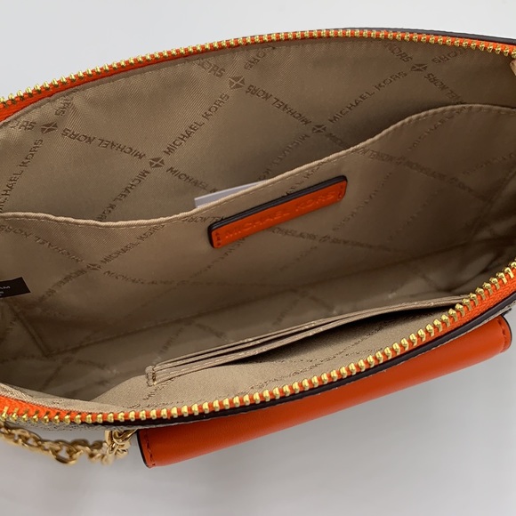 Michael Kors Jet Set LG 2 in 1 card case wristlet Wallet POPPY COLOR - Picture 14 of 16